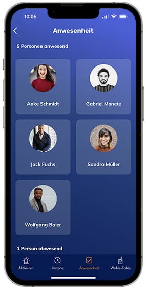 Anwesenheit App 2022 DE 282 565 Überblick der Anwesenheiten