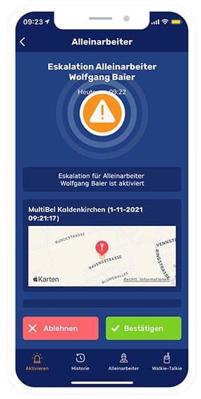 Sturzerkennung Alleinarbeit DE 282 565