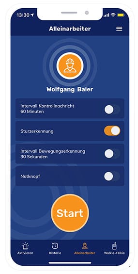 Sturzerkennung app setting DE 282 565 Sturzerkennung