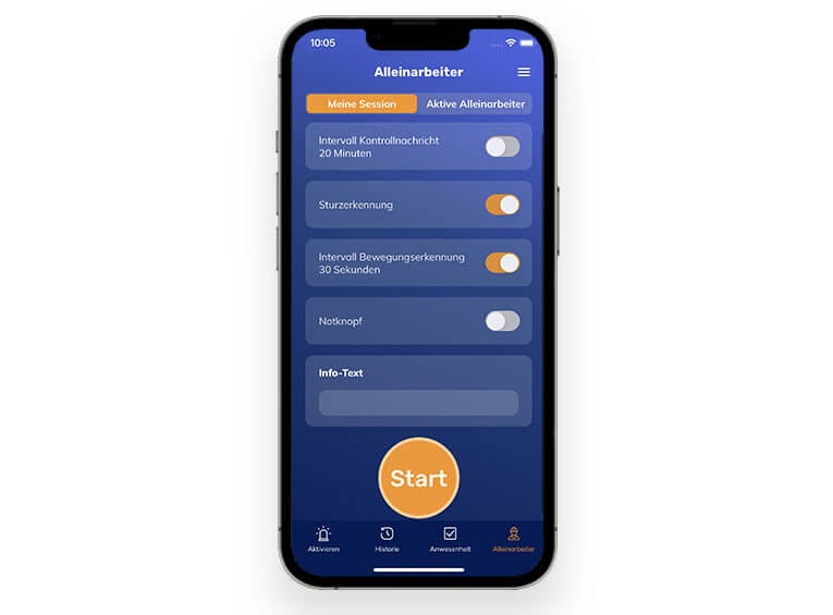 man down app 2022 DE 765 565 Alleinarbeiter